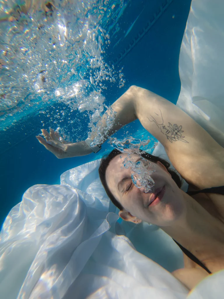 Bubbles over her face