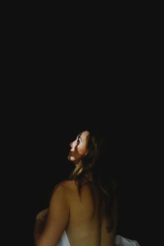 Bare shoulders, looking up