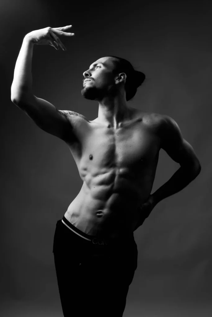 One arm raised: a dance pose