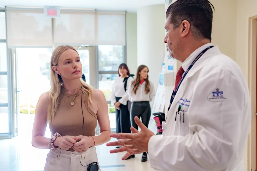 Kate with a surgeon at the clinic